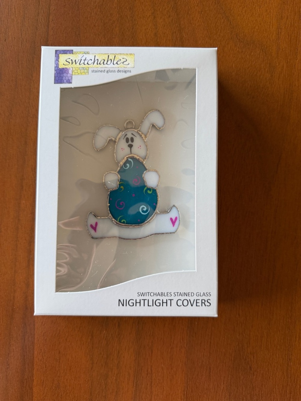 Switchables Stained Glass Bunny Nightlight Cover - White & Teal